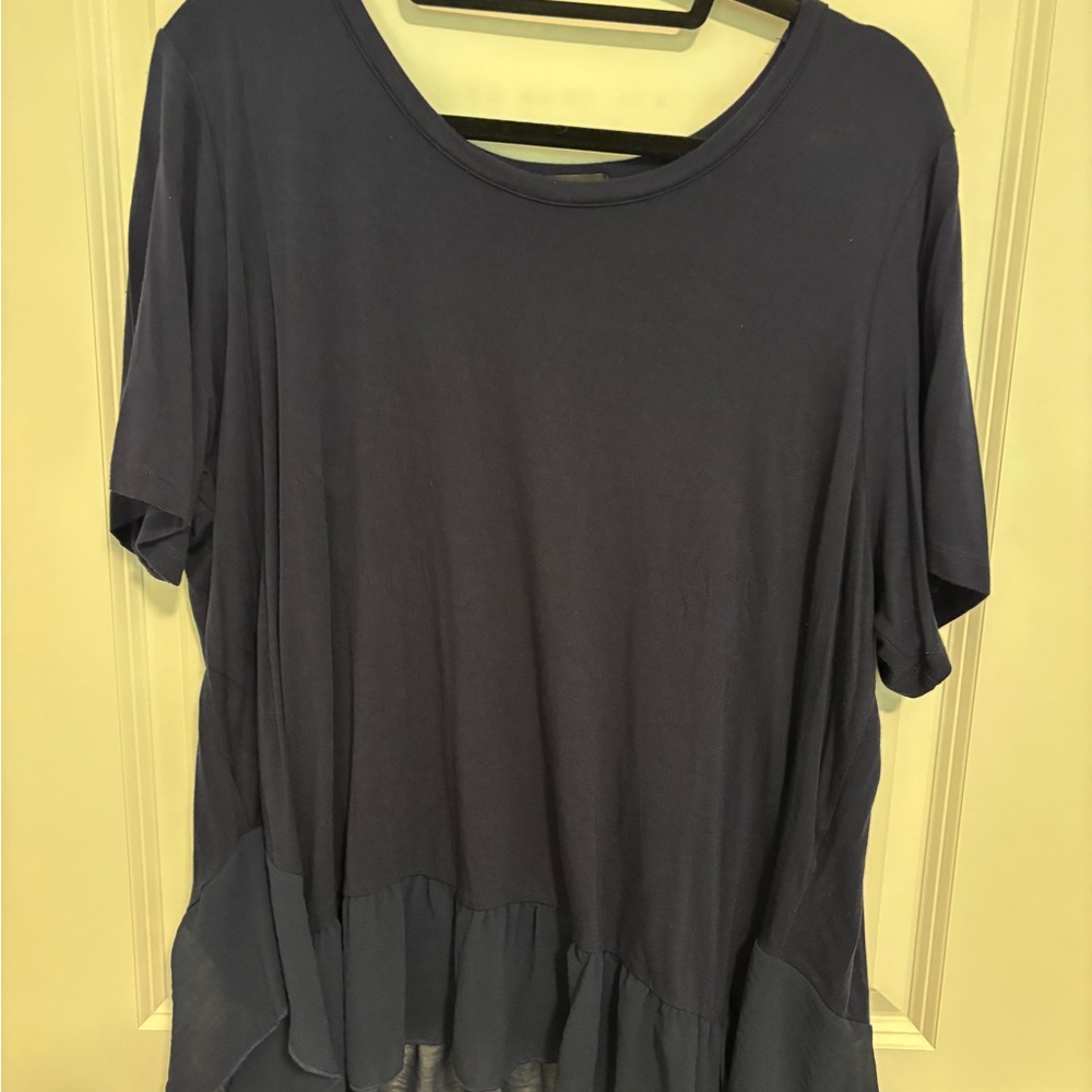 Navy Asymmetrical Relaxed T-Shirt